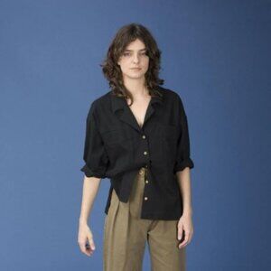Ilana Kohn Mapes Shirt in Inky Dark Gray Sz XS